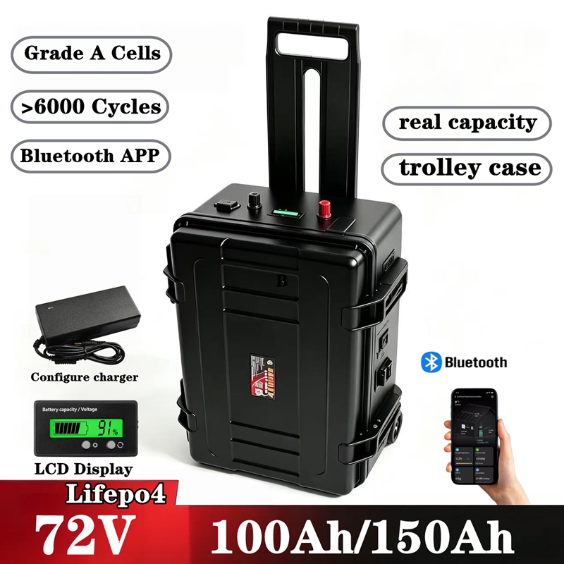 Lifepo4 72V 100Ah Battery Pack Ev - 72V waterdichte LiFePO4 lithiumbatterij, 150Ah/100Ah, met